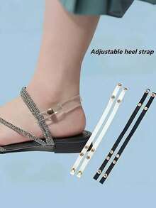 可调节凉鞋后跟带 - 防滑设计，耐用缝制搭扣，便携易安装，适用于凉鞋、拖鞋、人字拖（黑色/透明），凉鞋配件，金属鞋眼，完美防止脚后跟滑动和鞋子脱落。 - 彩色 - 查看 2