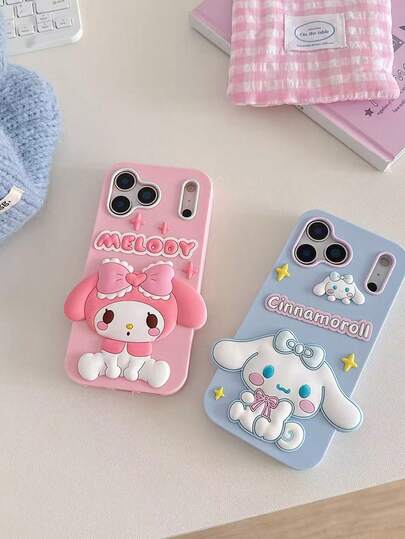  Fashionable Creative Sanrio Cinnamoroll And My Melody Silicone Waterproof Shockproof Phone Case, Cute & Stylish, Compatible With IPhone 17 Series, 11/12/12 Pro, 13/14/15, 13 Pro/14 Pro/15 Pro, 12 Pro Max/13 Pro Max/14 Pro Max/15 Pro Max, 16, 16 Pro, 16 Pro Max, 17, 17 Pro, 17 Pro Max