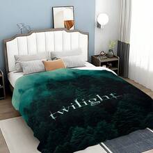Twilight Saga Inspired Plush Throw Blanket - Soft Lightweight All-Season Cozy Flannel Bedspread With Twilight Logo & Forest Design, Twilights Logo-280gsm - Multicolor - View 10