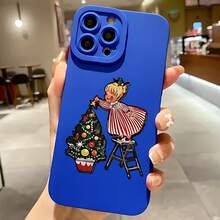 2026 nueva funda de teléfono esmerilada, funda de teléfono con estampado de árbol decorativo de Navidad para iPhone 17 14 13 12 11 Pro Max y  Galaxy S23 S22 S21 S20, protector de teléfono, funda de pareja, regalo para novio y novia, regalo de vacaciones - Negro - Ver 4