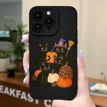 2026 nueva funda de teléfono esmerilada, funda de teléfono con estampado de gatos y calabazas de Halloween para iPhone 17 14 13 12 11 Pro Max  Galaxy S23 S22 S21 S20 Fe Plus, funda protectora para teléfono, regalo de pareja para novio y novia, regalo de vacaciones - Blanco antiguo - Ver 5