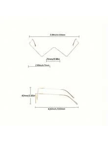 Fashionable Women's Colorful Frameless Glasses, Fashionable Letter V Half Frame Glasses, Festival Party - 金色 - 查看 10