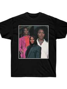 NAOMI CAMPBELL Unisex Graphic Tee _ Naomi Campbell Vintage Unisex Crewneck - 黑色 - 查看 1