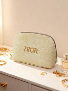 Dior 金色奢华材质化妆包，饰有烫金标志，节日生日礼物，限量版女士化妆包 - 金色 - 查看 2