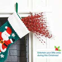 Joiedomi - 12 Adornos de Tallo de Bayas Artificiales con Purpurina, 17 Pulgadas, Varillas Decorativas Blancas, ramitas con Purpurina para decoración de árbol de Navidad, Corona, Manualidades,(rojas) - Multicolor - Ver 4