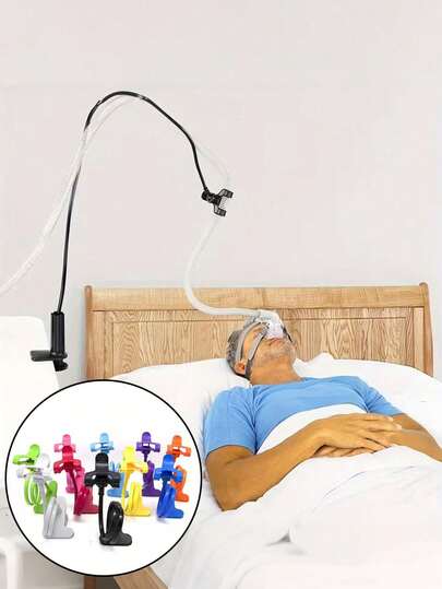 Soporte ajustable en altura para manguera CPAP, abrazadera en forma de C con sujeción segura, diseño ligero y duradero para hospital, dormitorio, sala de estar - Soporte cómodo, equipo médico versátil, diseño ergonómico, construcción resistente