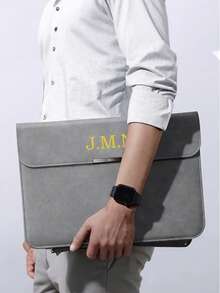 Funda personalizable para portátil, estuche de portátil de cuero PU suave adecuado para hombres y mujeres, bolsa de portátil de 13.3/15.4 pulgadas, inicial personalizable, cubierta protectora de soporte de portátil de cuero PU, multiusos, gran capacidad, multifuncional, colorido, lindo, moe, minimalista, divertido, kawaii, estilo Y2K - Multicolor - Ver 2