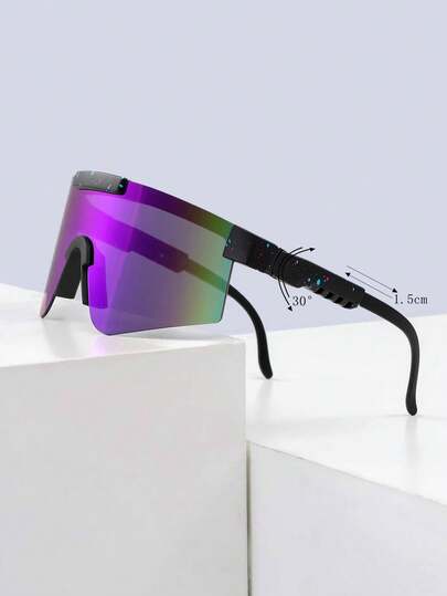 POLASUP 1 Stück TR90 modische Sport Reitbrille, Sommer Mosaik-Kunst Batik Schlangenmuster, Nylonmaterial mit verstellbarer Länge, fluoreszierendes Schlangenmuster, und weiche outdoor Sport Reitbrille mit winkelverstellbaren Bügeln, modischer Farbverlauf, fluoreszierendes Polycarbonatglas mit Explosionsschutz, farbig reflektierende Beschichtung, stilvolle Brille (inkl. Verlustschutzband, Brillenbox und Brillentuch). Ganzjahres Damen/Herren Steampunk, Punk, tragbar, Y2K Leopardenmuster, randlos, getönt, Vintage Klassik, modisch, stylisch, retro, Sonnenbrillen mit großem Rahmen, für Reisen, Autofahren, Angeln, Camping, Radfahren, Wandern, Laufen.