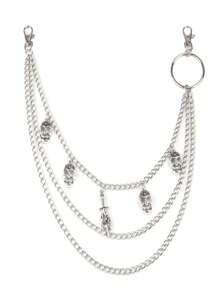 ZHAOTANGHESILVERJEWELTY 1 pieza Cinturón de metal multicapa estilo punk rock, adecuado para hombres y mujeres, accesorio multifuncional de cintura con decoración de calavera, espada, corazón y pentagrama de aleación gótica, para vaqueros, billetera, bolsillos, estilo hip hop, adecuado para otoño/invierno, fiesta, playa, primavera/verano, festival de música, fiesta de Navidad, Halloween, atuendo diario