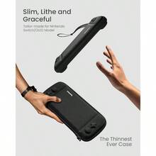 Funda para/Switch OLED, Estuche Protectora Case Delgado para Switch con 10 Cartuchos de Juego, Bolsa Rgido de Transporte para Viaje, Patente Proteccin de Grado Militar, Negro - Negro - Ver 2