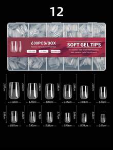 600Pcs Full Cover Press On Nail Tips Stiletto Almond Square Coffin French False Fake Soak Off Gel Nail Extension Tips Capsule Diy Press On Nails Nail Supplies Nails, Suitable For Beginners, Holiday DIY, Nail Salon Use - 彩色 - 查看 22