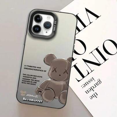 Funda de teléfono colorida Cute B-Bearbricks IMD, cubierta plateada compatible con  12 11 13 14 15 16 Max Pro Plus, cubierta compatible con funda  17 Pro Max, funda  17 Pro, funda  17, funda  16, funda  16 Pro Max, funda  15