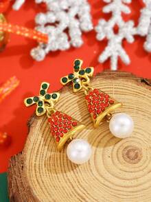 1pair Christmas Series Snowflake Stud Earrings For Kids Delicate Cute Christmas Party New Year Gift - Multicolor - View 4