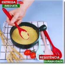 Jogo 06 colher de silicone  28CM Durabilidade para sua cozinha Utilidade para sua Receita Premium - JOGO 06 COLHER DE SILICONE - Visão 2