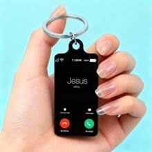 1pc Double-Sided UV Printed Jesus Call Metal Material Keychain, Unisex Fashion Accessory Bag Charm Keyring Gift