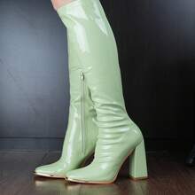 Stylish Patent PU Boots: Your Perfect Fashion Companion - SAGE - 查看 9