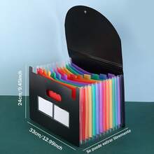 1pc Carpeta organizadora de archivos con 25 bolsillos, caja de archivo expandible de plástico, carpetas organizadoras de papel/documentos/recibos (tamaño A4/Carta) Carpeta de suministros de arte Carpeta de pie multiusos para oficina, escuela y hogar - Negro - Ver 7