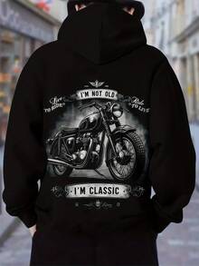 Herren Kapuzenjacke - Vintage Motorradstil und Motto Ich bin nicht alt, nur Old School - Schwarzes Sweatshirt für Biker, lässige Urban Kleidung (maschinenwaschbar), pflegeleicht, strapazierfähiger Stoff, Retro-Stil, klassisches Kleidungsstü, Urban Mode VPBW - Schwarz - Übersicht 1