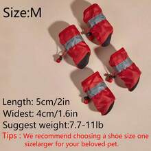 1 Set Zapatos rojos antideslizantes para mascotas, adecuados para perros pequeños (no impermeables) - Rojo - Ver 13