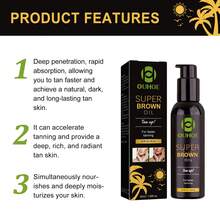3pcs Extra Strength Tanning Oil,Fast Effect Extra Strength Facial Tanning Oil,Extreme Moisturizing With Quick Darkening Effect,For Fair To Dark Light Beige - Beach & Poolside Glow,Deep Moisturizing, Long-Lasting, Achieve A Fashionable Summer Tan,Natural Tanning, Small And Convenient For Travel,Ideal For Beach & Pool Use,Ideal Gift For Women, Moms - 黑色 - 查看 7