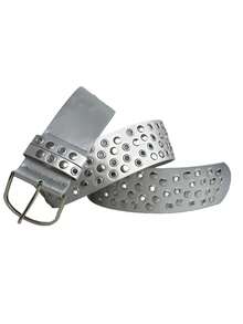 Thắt lưng bản rộng khoét lỗ đinh tán bạc mới, thắt lưng trang trí thắt lưng đính đinh tán Punk Rock cho tiệc Halloween, thắt lưng kim loại bất đối xứng thủ công - Nhiều màu - Xem 4