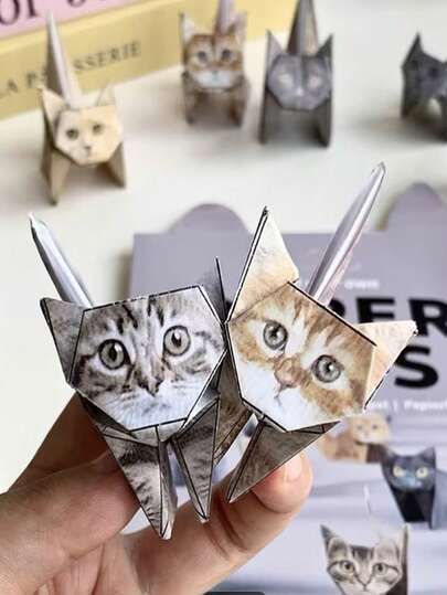 50件套DIY纸猫套装，可爱小猫折纸工艺套装，趣味3D纸狗、猫和恐龙模型，成人动物纸雕，装饰纸工艺套装，DIY艺术礼品