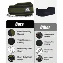 - Cinturn de inmersin para levantamiento de pesas, cinturn de entrenamiento con cadena, cinturn de neopreno para levantamiento de pesas, sentadillas, entrenamiento, fitness, hombres y mujeres cinturn y cadena - verde - Ver 7