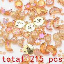 215pcs Multi-Style Glass Beads Set, Including Star, Moon, Round Beads, Initial Letter Zodiac Sign Metal Tags, DIY Jewelry Making Supplies For Necklace, Bracelet, Women's Jewelry, Phone Charm, Keychain, Birthday Gift, Holiday Gift - Star, Moon, Letter, Constellation Color - View 18
