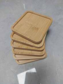 6pcs Bamboo Coaster Set With Holder, Suitable For Coffee Table, Wooden Coasters For Potted Plants, Tabletop Protection, Housewarming Gifts, Square/Round Bamboo Coasters For Flower Pots, Beverage Trays, Tabletop Plant Protection, Home Office Decor, DIY Mosaic Bamboo Coasters, Blank Pedestal Trays, Drink Coasters, Plant Coasters, Art Plates (6pcs Set, Mosaic Not Included) - Multicolor - View 11