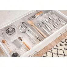 WSXC Diversified Hexa Drawer Organizer Tray Modern Kitchen Cutlery Utensil Silverware Holder Cabinet Storage 6 X 12 Clear Frost - ClearFrost - Xem 8