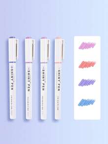 4pcs/Set Of Sparkling Highlighters Simple And Stylish Handwriting Pens Colorful Note Markers Suitable For Students To Use For Marking Notes And Homework