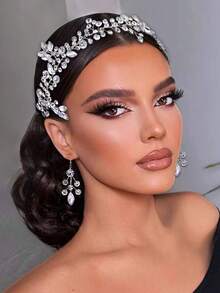 1 pieza Diadema de lujo con rhinestones, versátil para uso diario, novia de boda, citas, fiestas de cumpleaños, sesiones de fotos, adecuada para múltiples ocasiones como accesorios del Día de San Valentín - A - Ver 12