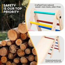 Marco de escalada 7 en 1 de madera triangular para niños pequeños, juguetes de escalada plegables con arco, rampa y escalera para niños de 1 a 3 años, marco de escalada interior para niños pequeños, juguetes Montessori - Multicolor - Ver 7