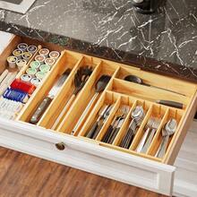 WSXC 2.5" High Bamboo Silverware Drawer Organizer With Labels Kitchen Utensil Expandable Tray Holder For Flatware Cutlery Spoon And Knives Drawer Storage Organization Natural - Natural - 查看 6