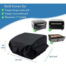 AWYYCover For Traeger Ranger Grill For Traeger Scout Grill For Blackstone 17" Griddle Heavy Duty Portable Griddle Cover Accessories For BAC475 Parts 21" X 19.5" X 12" - Black - View 2