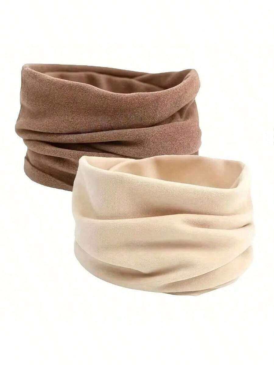 1pc Unisex Thick Fleece Scarf - Windproof, Warm, Solid Color, Stretchy Fit, Machine Washable, Suitable For Autumn/Winter Fashion, Winter Fashion Accessory | Minimalist Scarf | Polyester Blend Scarf, Women Scarf, Women Neck Warmer, Women Headband, Women Headwrap - Multicolor - View 1