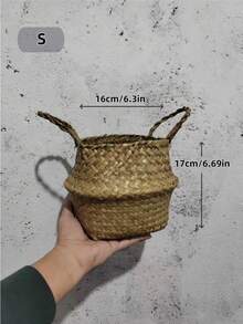 زانية شعرية مُنسوجة يدويًا كبيرة الحجم مع شرابات بيضاء ، سلة تخزين من البحر الطبيعية قابلة للطي ، متعددة الأغراض ، سلة لأصص الزهور والنباتات ، خزان زراعي ، وعاء نباتات من الحشيش المنسوج ، ديكور سطح المنضدة والنافذة والأرضيات للداخل والخارج - كاكي - مشاهدة 7