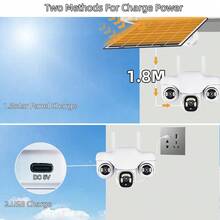 V380 4G Solar Powered 3-Lens PTZ Camera, 15MP Triple-Screen CCTV, 10X Zoom Outdoor Video Surveillance Security Camera With Two-Way Audio IP Camera - White - View 3
