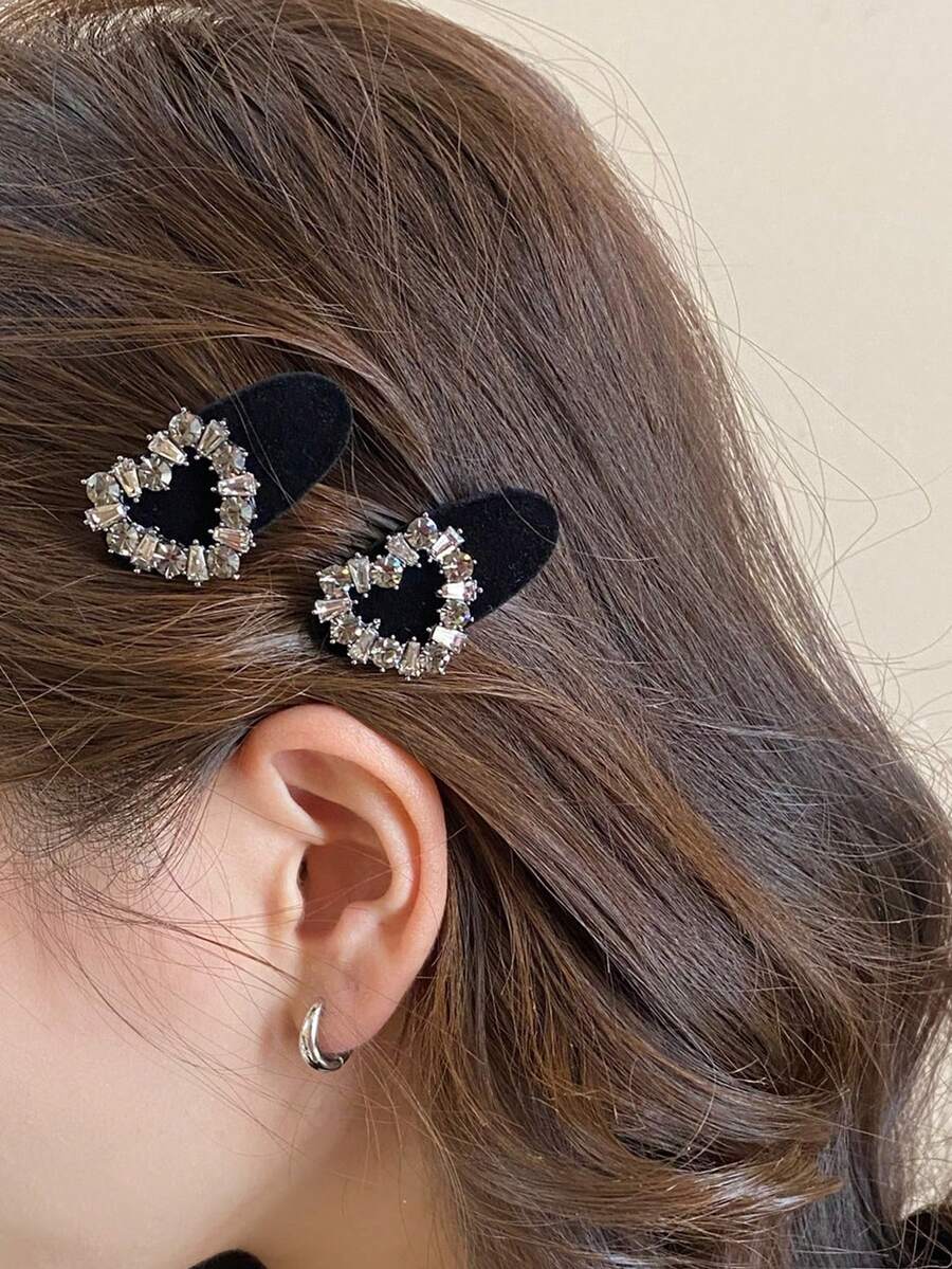 2pcs Elegant Princess Crystal Hairclips, Fashion Hair Accessories For Girls - Multicolor - View 1
