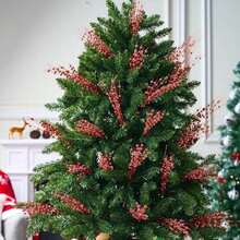 Joiedomi - 12 Adornos de Tallo de Bayas Artificiales con Purpurina, 17 Pulgadas, Varillas Decorativas Blancas, ramitas con Purpurina para decoración de árbol de Navidad, Corona, Manualidades,(rojas) - Multicolor - Ver 7