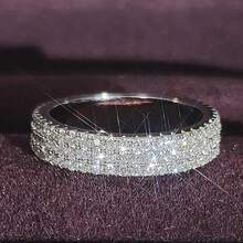 1Pc Delicate Women's Fashion 925 Silver Plated Zirconia Wedding Heart Ring Wedding Band Anniversary Gift Party Valentine's Day Engagement Women Jewelry Size 4-11# - Silver - View 1