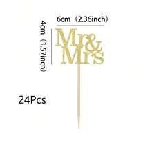 12/24 Stück Mr & Mrs Cupcake Topper, herzförmige Mr Mrs Cupcake Picks, goldener glitzernder Hochzeit Cupcake Dekor, Bridal-Shower Kuchen Dekoration, Party Zubehör