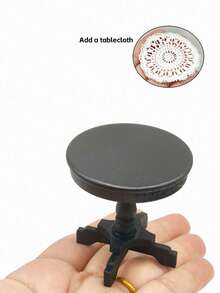 POKOJA LAND 1/2 chiếc Bàn tròn gỗ mini thủ công tỷ lệ 1:12 kèm khăn trải bàn ren, thích hợp cho đồ nội thất nhà búp bê trong nhà/ngoài trời, chủ đề Anime, tuyệt vời cho Giáng sinh, Halloween, Phục sinh, Lễ tạ ơn - Bàn đa năng cho nhiều phòng khác nhau (Làm thủ công, bề mặt hơi không bằng phẳng là bình thường) - Nhiều màu - Xem 4