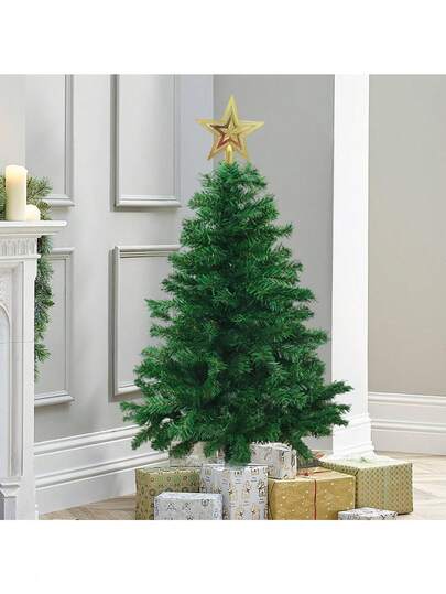 大型和小型豪华人造圣诞树，高密度圣诞树（适用于商场），圣诞装饰配件，丝带和花环