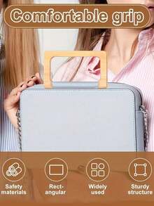 Wooden Bag Strap, DIY Handbag Accessory, Suitable For Handmade Bags And Wallets, Old Bag Renovation, Craft Materials, Bag Modification, Universal Style, Smooth Wood, Wear-Resistant And Durable, Handmade Craft, Artistic Fresh, Natural Style, Suitable For Beach Bags, Shopping Bags - Multicolor - View 5