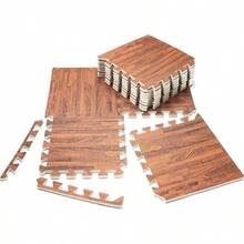 - Alfombrilla de espuma EVA entrelazada, de madera oscura 12 azulejos, 12 pies cuadrados, antideslizante, amortiguador de sonido - Negro - Ver 2