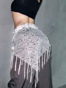 女士肚皮舞服装套装 - 亮片流苏肚皮舞臀巾、泰式/阿拉伯舞裙腰带、舞蹈服饰及配饰、圣诞夜/圣诞节/新年礼物、肚皮舞腰链套装、金属网腰裙、硬币腰带、波西米亚风 - 彩色 - 查看 5