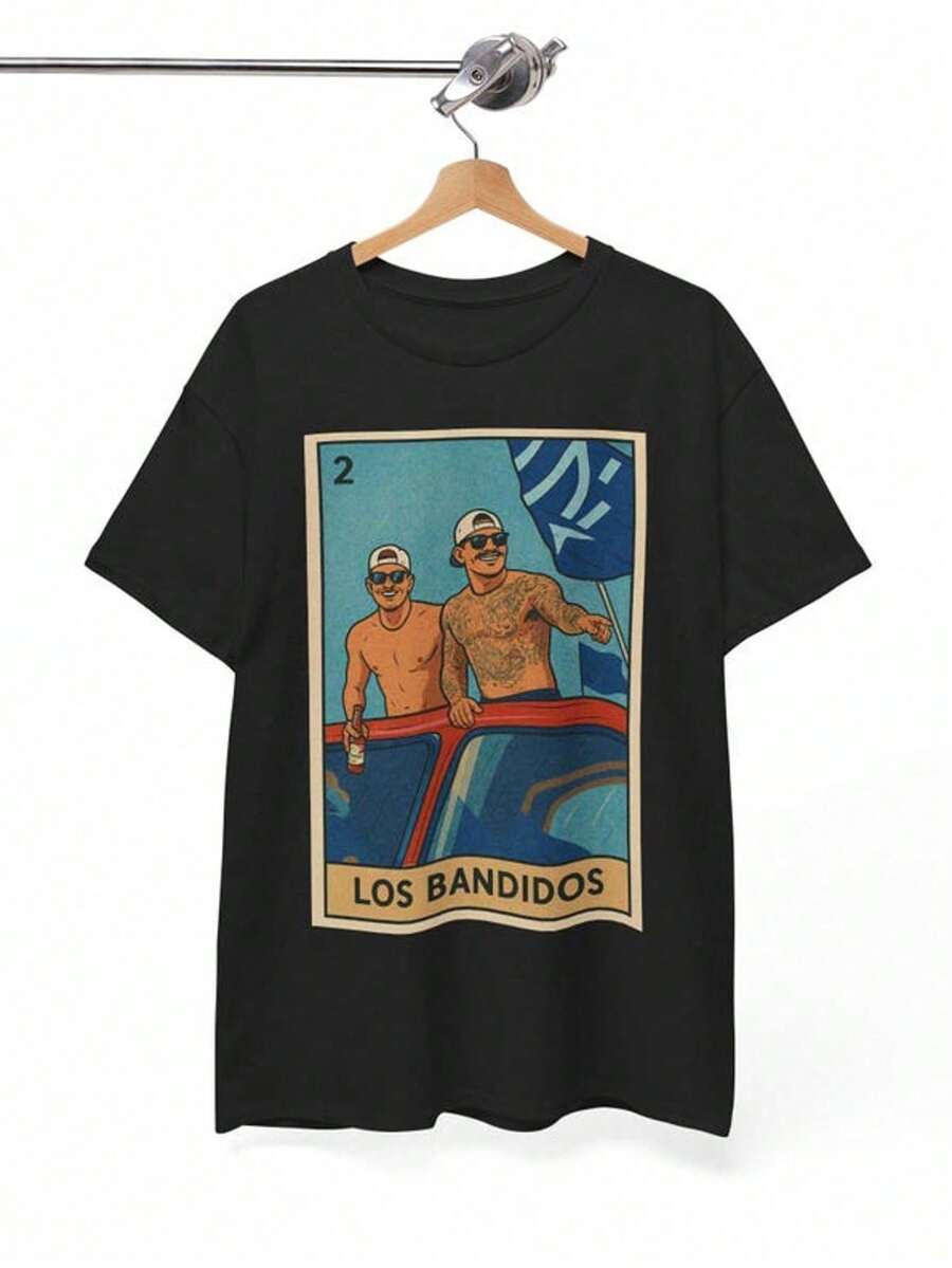 Dodgers And Banda Los Bandidos Loteria Card Tee Shirt - Unisex Heavy Cotton - màu đen - Xem 1
