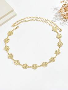 1pc Minimalist Gold Flower Boho Style High-End Waist Chain, Suitable For Weddings, Banquets, And Parties - Gold - View 4