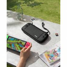 Funda para/Switch OLED, Estuche Protectora Case Delgado para Switch con 10 Cartuchos de Juego, Bolsa Rgido de Transporte para Viaje, Patente Proteccin de Grado Militar, Negro - Negro - Ver 7